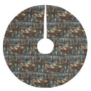 Saia Para Árvore De Natal De Poliéster Bull Terrier Christmas Voyage festiva