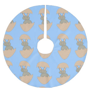 Saia Para Árvore De Natal De Poliéster Bunny Hatching from Egg Weirg Tree Skirt