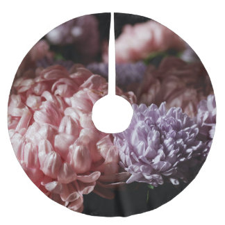 Saia Para Árvore De Natal De Poliéster Buquê de Aster Rosa: Iluminação Barroca.