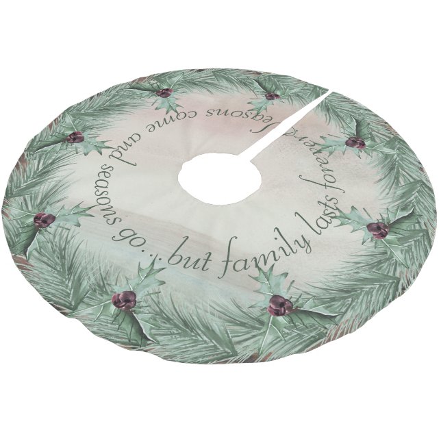 Saia Para Árvore De Natal De Poliéster Burgundy Berry Holly Pine Natal (Inclinado)