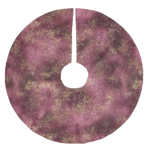 Saia Para Árvore De Natal De Poliéster Burgundy Cherry Dourado Glitter Sparkle