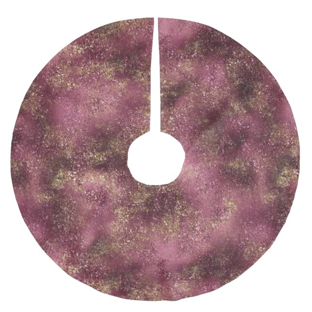 Saia Para Árvore De Natal De Poliéster Burgundy Cherry Dourado Glitter Sparkle (Frente)