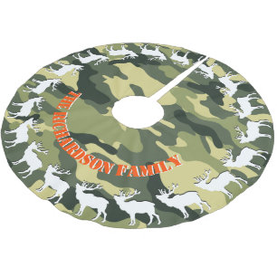 Saia Para Árvore De Natal De Poliéster Caçadores Elk e Camo YOUR NAME Tree Skirt