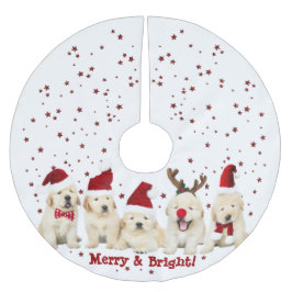 Saia Para Árvore De Natal De Poliéster Cachorro, Cachorros Bonitos, Laboratório de Ouros