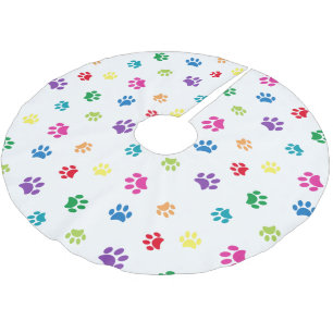 Saia Para Árvore De Natal De Poliéster Cachorro Colorido Gata Pata Imprime Natal