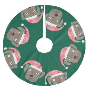 Saia Para Árvore De Natal De Poliéster Cachorro Labrador Retriever Chocolate Fofo com Cha