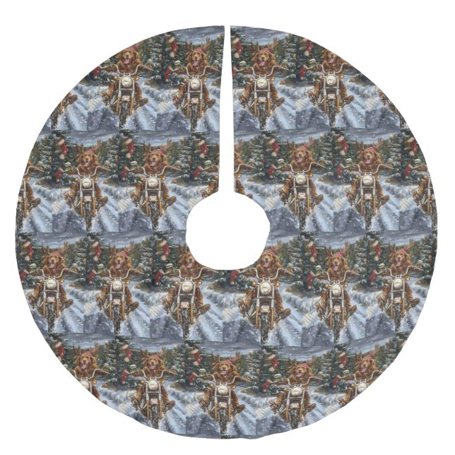 Saia Para Árvore De Natal De Poliéster Cachorro Nova Scotia no Natal (Frente)