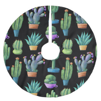 Saia Para Árvore De Natal De Poliéster Cactos coloridos: Design Whimsical Seamless.