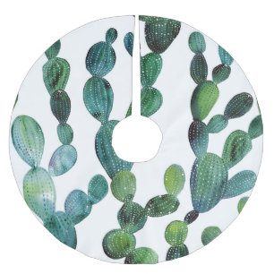 Saia Para Árvore De Natal De Poliéster Cactus Craze: Tendência da Aquarela Tropical