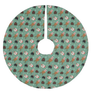 Saia Para Árvore De Natal De Poliéster Cães de Goldendoodle de Natal