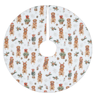 Saia Para Árvore De Natal De Poliéster Cães de Natal para Retriever de Ouro de Aquarela