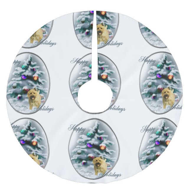 Saia Para Árvore De Natal De Poliéster Cairn Terrier Christmas (Frente)