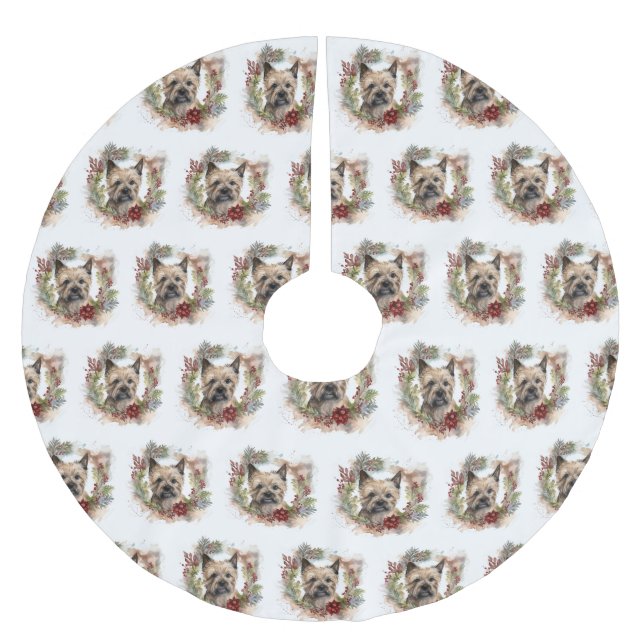 Saia Para Árvore De Natal De Poliéster Cairn Terrier Christmas Wreath Festivo Pup (Frente)