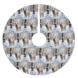 Saia Para Árvore De Natal De Poliéster Cairn Terrier Deixe-o nevar no Natal