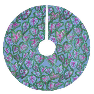 Saia Para Árvore De Natal De Poliéster Caládios coloridos Folhas de Púrpura Verde Rosa