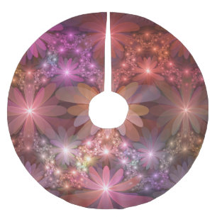 Saia Para Árvore De Natal De Poliéster Cama De Flores Arte Fractal Abstrato brilhante Col
