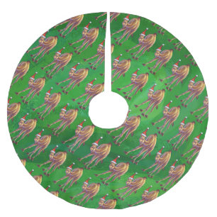 Saia Para Árvore De Natal De Poliéster Camel Christmas on Green