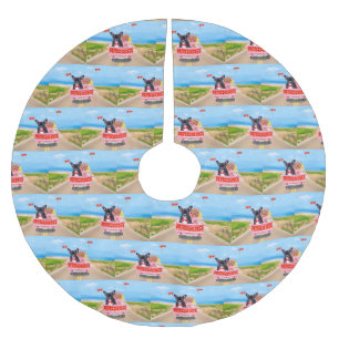 Saia Para Árvore De Natal De Poliéster Caminhão Dia de os namorados do Buldogue Francês