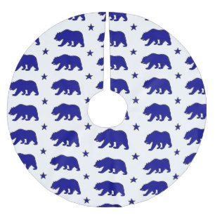Saia Para Árvore De Natal De Poliéster Camisa azul-branca-do-urso da Califórnia