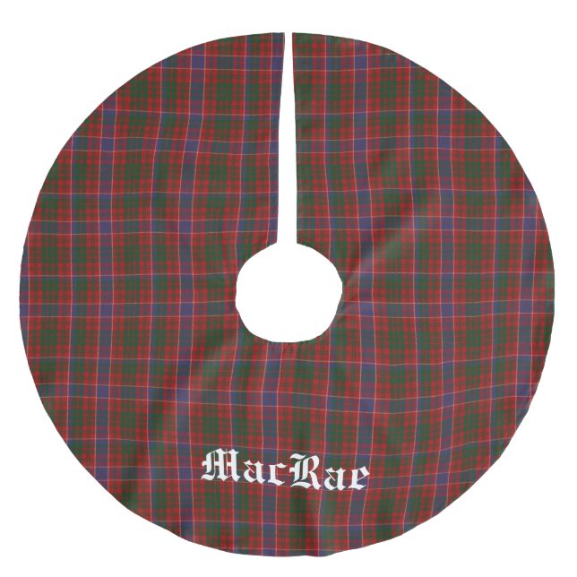 Saia Para Árvore De Natal De Poliéster Camisa da Xadrez MacRae Tartan (Frente)