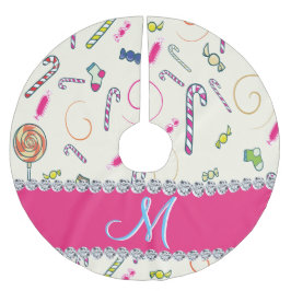 Saia Para Árvore De Natal De Poliéster Camisa de Árvore de Poliéster Bruta de Candy Cane 