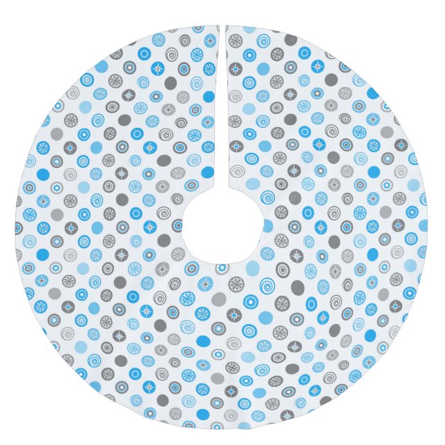 Saia Para Árvore De Natal De Poliéster Camisa de Bolinhas de inverno (Frente)