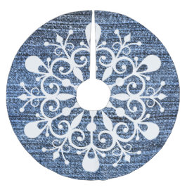 Saia Para Árvore De Natal De Poliéster Camisa de Design Denim e Snowflake