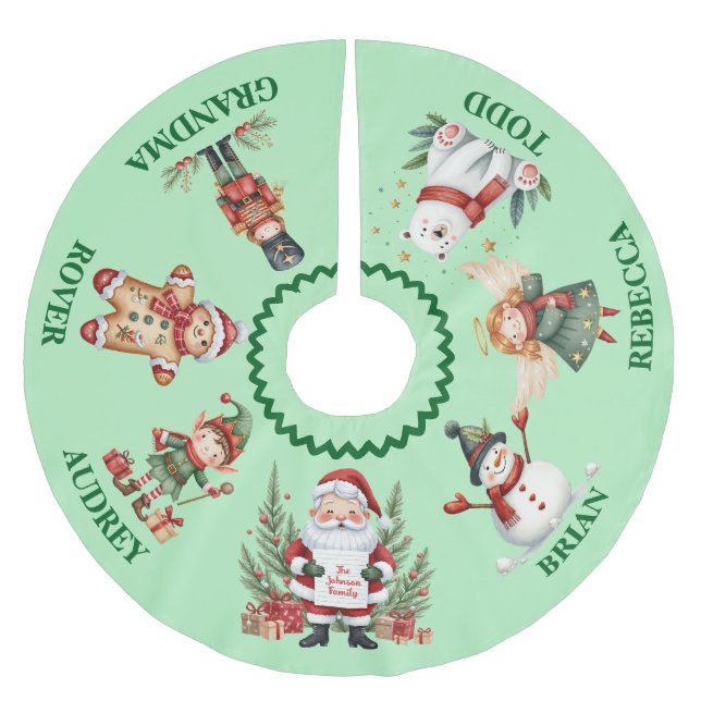 Saia Para Árvore De Natal De Poliéster Camisa de Natal bonita com nomes (Frente)