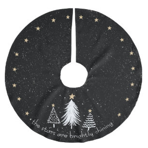 Saia Para Árvore De Natal De Poliéster Camisa de Natal com Estrelas Douradas