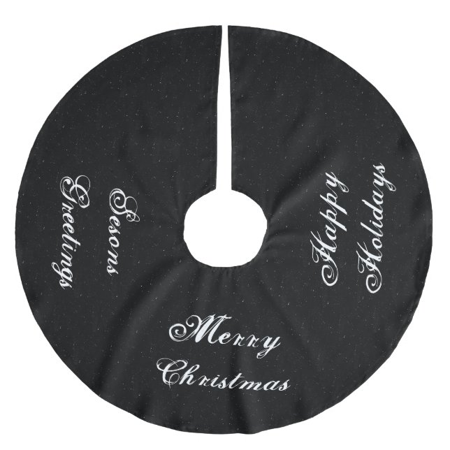 Saia Para Árvore De Natal De Poliéster Camisa De Natal Preta E Branca (Frente)