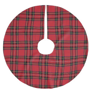 Saia Para Árvore De Natal De Poliéster Camisa de Xadrez de Tartan Vermelho, Poliéster Br