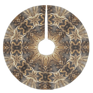 Saia Para Árvore De Natal De Poliéster Camisa Decorativa Dourada Única