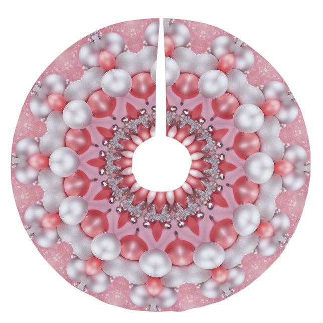 Saia Para Árvore De Natal De Poliéster Camisa decorativa rosa (Frente)