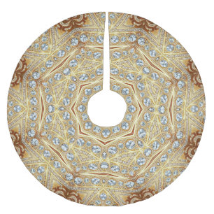 Saia Para Árvore De Natal De Poliéster Camisa Decortiva Dourada