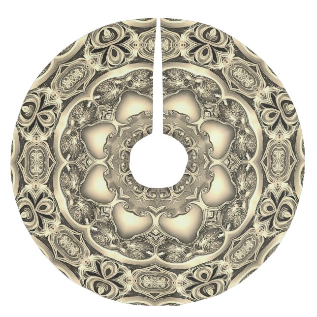 Saia Para Árvore De Natal De Poliéster Camisa Decortiva Dourada (Frente)