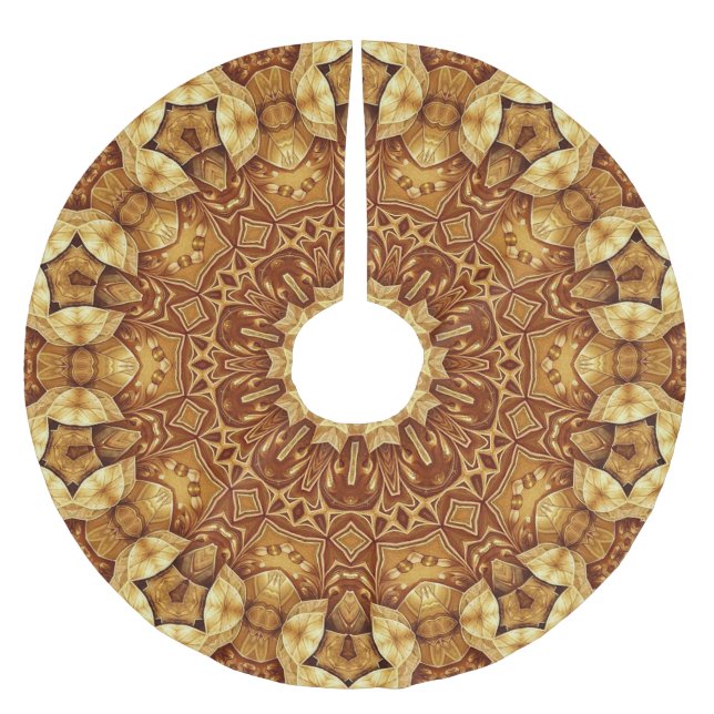 Saia Para Árvore De Natal De Poliéster Camisa Decortiva Dourada (Frente)