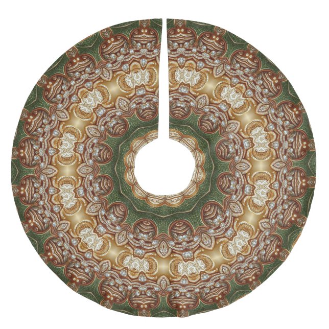 Saia Para Árvore De Natal De Poliéster Camisa Decortiva Dourada (Frente)