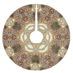 Saia Para Árvore De Natal De Poliéster Camisa Decortiva Dourada