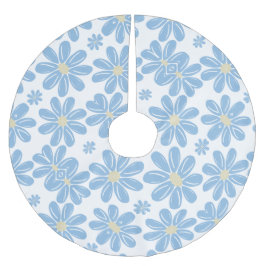 Saia Para Árvore De Natal De Poliéster Camisa Floral Azul