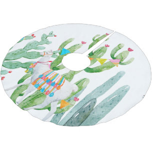 Saia Para Árvore De Natal De Poliéster Camisa Personalizada Boho Llama Bohemian Cactos