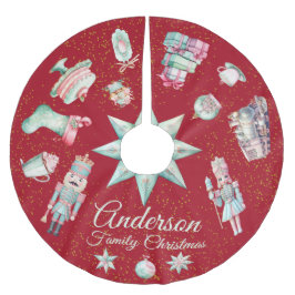 Saia Para Árvore De Natal De Poliéster Camiseta-branca com Designs de férias