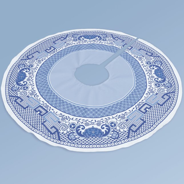 Saia Para Árvore De Natal De Poliéster Camiseta Clássica Azul (Criador carregado)