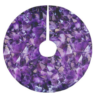 Saia Para Árvore De Natal De Poliéster Camiseta de Gems de Cristal Ametist Roxo