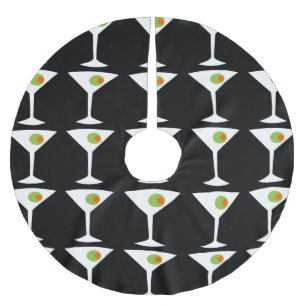 Saia Para Árvore De Natal De Poliéster Camiseta de Natal Martini (preto)