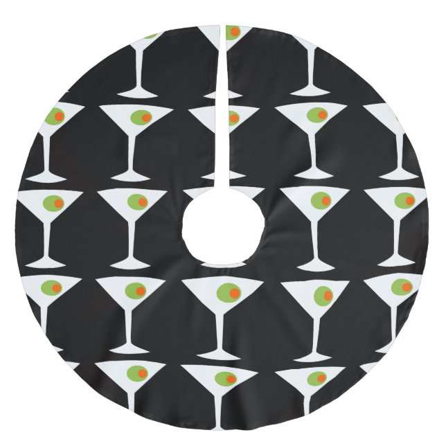 Saia Para Árvore De Natal De Poliéster Camiseta de Natal Martini (preto) (Frente)