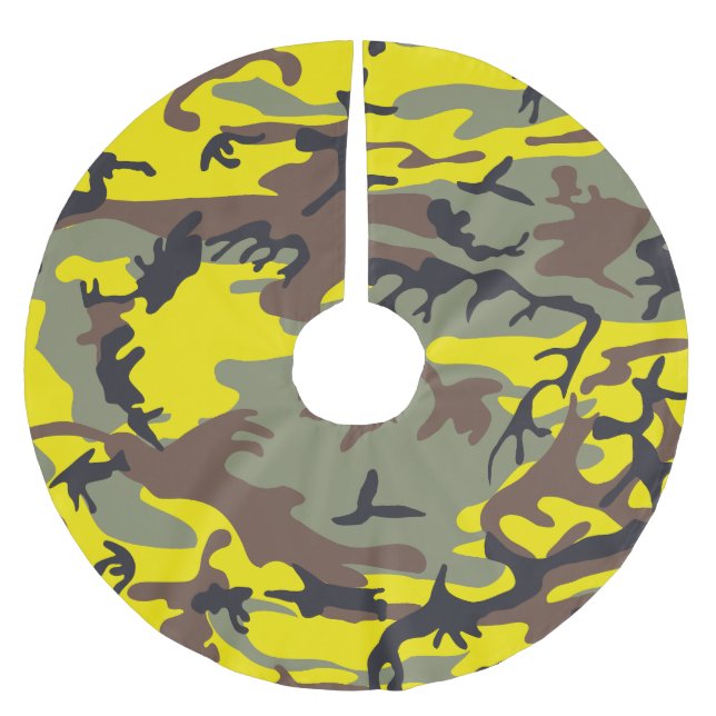Saia Para Árvore De Natal De Poliéster Camuflagem Amarela e Marrom, Militar, Exército (Frente)