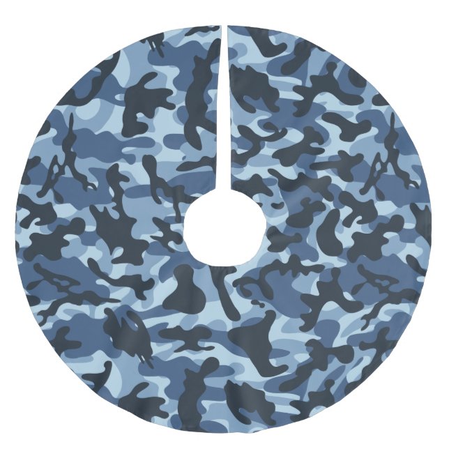 Saia Para Árvore De Natal De Poliéster Camuflagem Azul (Frente)
