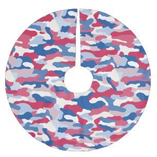 Saia Para Árvore De Natal De Poliéster Camuflagem Azul e Branco Vermelho