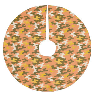 Saia Para Árvore De Natal De Poliéster Camuflagem Laranja