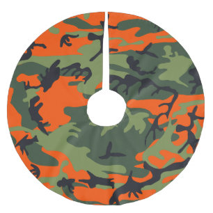 Saia Para Árvore De Natal De Poliéster Camuflagem Laranja e Verde, Militar, Exército